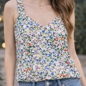 CAbi Cottagecore Floral Tank Top White Womens XS